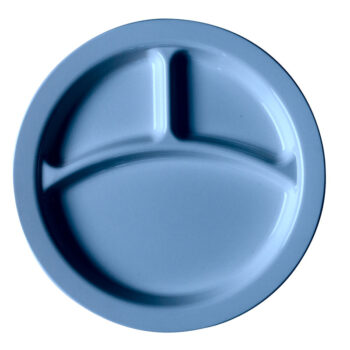 Plato de 3 compartimentos Cambro Camwear de policarbonato, Ø 22,9 cm azul pizarra