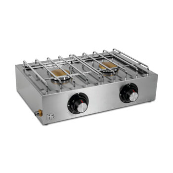 Cocina a gas de 2 fuegos de sobremesa, fondo 42,7 cm