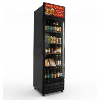 Armario expositor refrigerado negro de 360 litros con pantalla digital