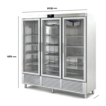 Armario expositor refrigerado de acero inoxidable con puertas de vidrio, de 409 a 1.852 litros