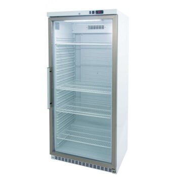 Armario expositor refrigerado GN 2/1 de 600 litros con puerta de cristal