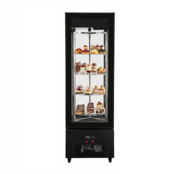 Armario expositor refrigerado de 440 litros con 4 caras de cristal y estantes giratorios