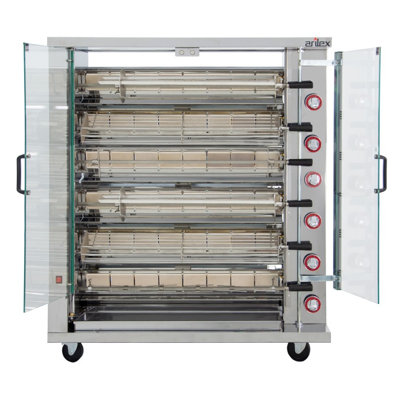 Asador de pollos a gas de seis espadas