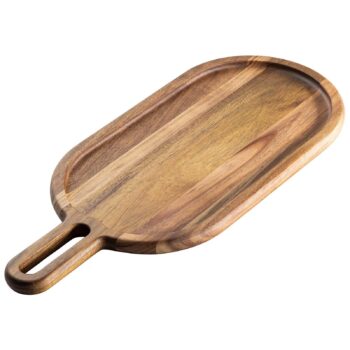 Bandeja de servicio ovalada de madera de acacia, 38 x 14 x 2 cm