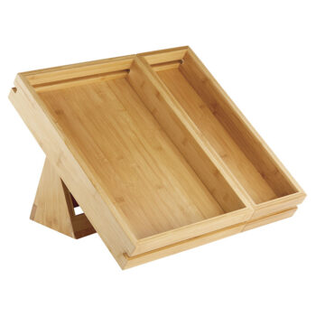 Bandeja mediana de bambú, bandeja mediana doble y juego de soporte (3 piezas), 49,22 x 45,08 x 33,02 cm