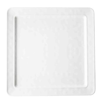 Bandeja rectangular de melamina, acabado blanco brillante, 40,5 x 40,5 x 2,5 cm