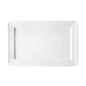 Bandeja rectangular de melamina, acabado blanco brillante, 43 x 28 x 2,5 cm