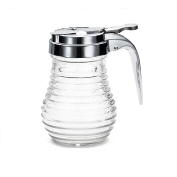 Dispensador de sirope TableCraft de vidrio con tapa de acero inoxidable, 180 ml