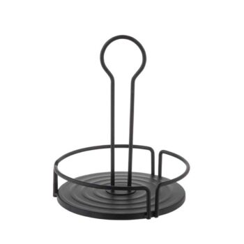 Portacondimentos redondo TableCraft de metal negro, 16,5 cm