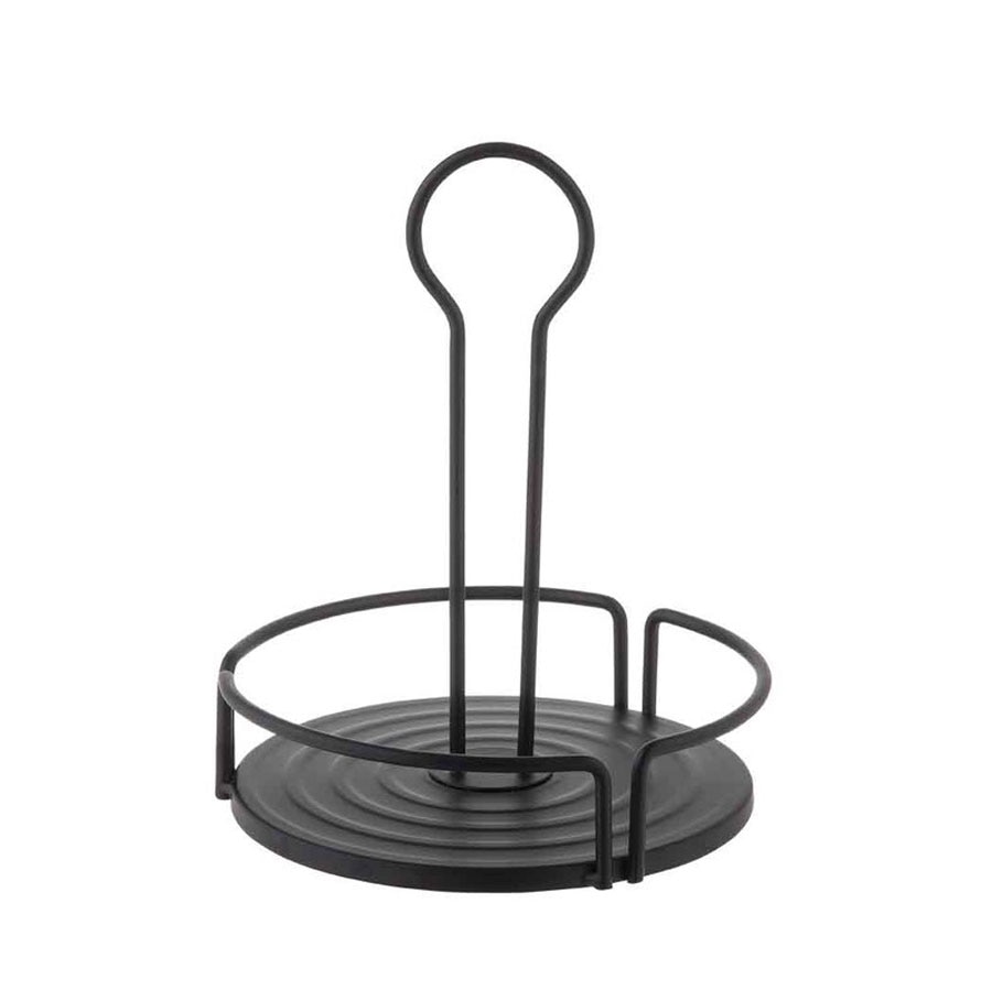Portacondimentos redondo TableCraft de metal negro, 16,5 cm