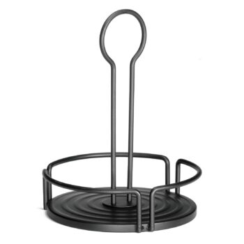 Portacondimentos redondo TableCraft de metal negro, 20,5 cm