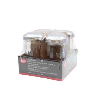 Pack de 4 saleros y pimenteros TableCraft de vidrio estriado con aleta lateral, 355 ml