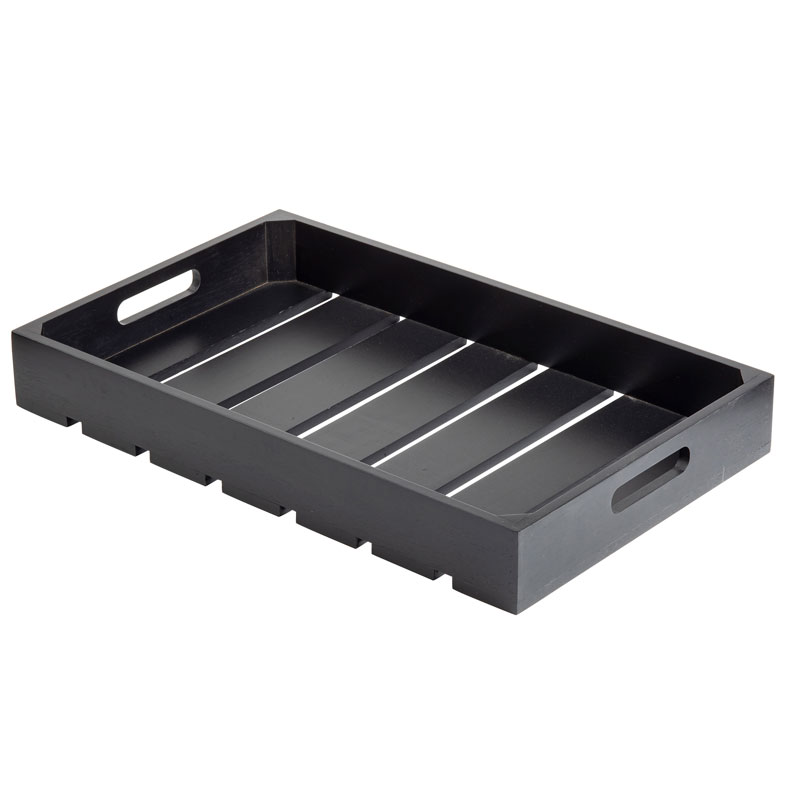 Caja GN1/1 de madera de acacia, 52,7 x 32,3 x 7 cm negro