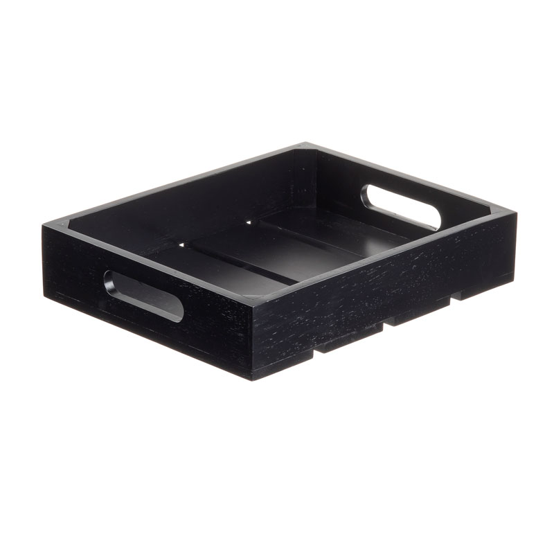 Caja GN1/2 de madera de acacia, 32,3 x 26,7 x 7 cm negro