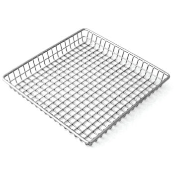 Cesta cuadrada de rejilla de acero inoxidable, 25,4 x 25,4 cm