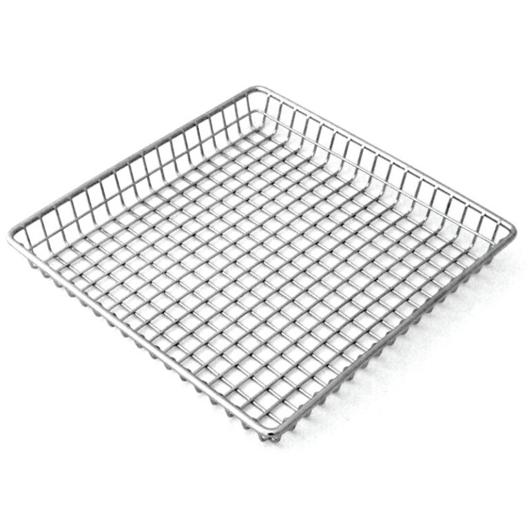 Cesto quadrado de rede em aço inoxidável, 22,9 x 22,9 cm — Caixa de 6 unidades
