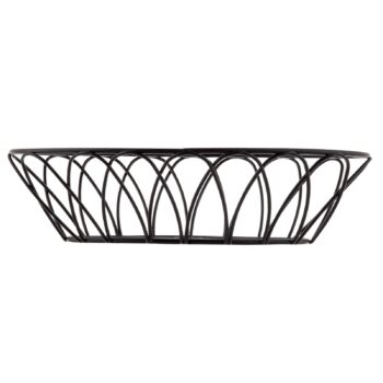 Cesta ovalada de acero con recubrimiento en polvo negro, 22,5 x 15 x 6 cm