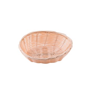 Cesta ovalada de color natural, exterior de polipropileno e interior de acero, 17,5 x 13 x 5 cm