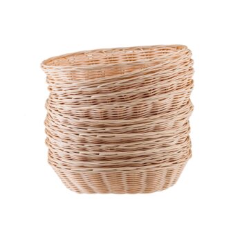 Cesta ovalada de color natural, exterior de polipropileno e interior de acero, 23 x 15 x 5,5 cm
