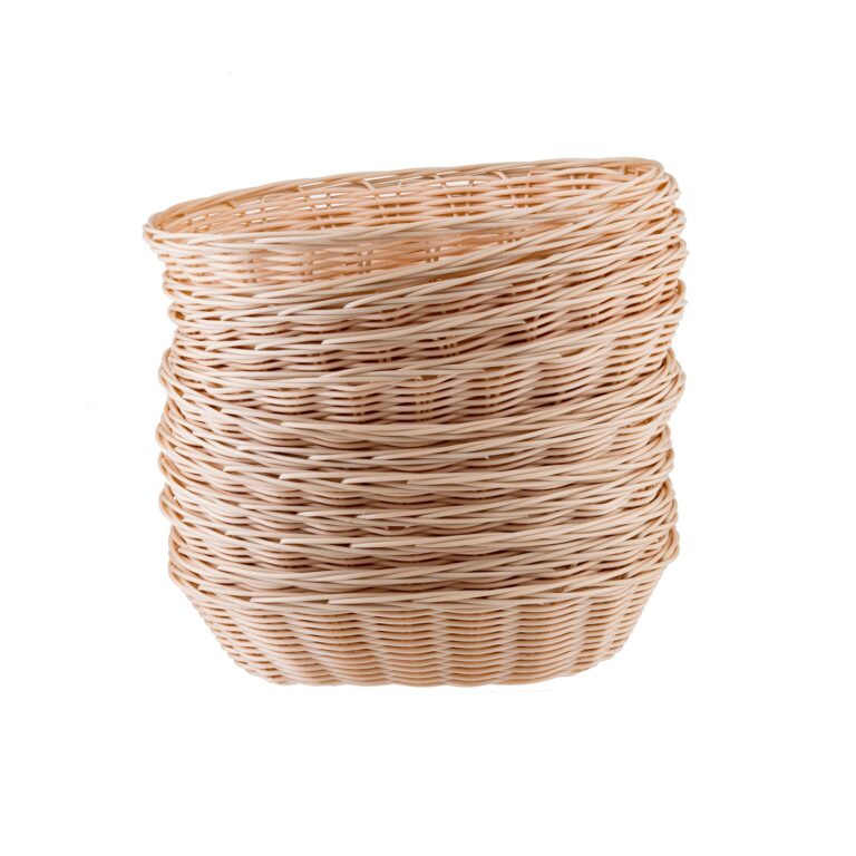 Cesto oval de cor natural, exterior em polipropileno e interior em aço, 23 x 15 x 5,5 cm — Caixa de 12 unidades