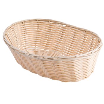 Cesta ovalada de color natural, exterior de polipropileno e interior de acero, 26 x 16,5 x 9 cm