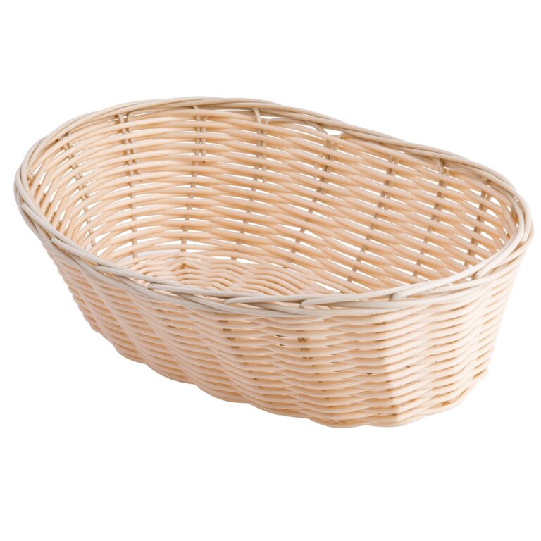 Cesto oval de cor natural, exterior em polipropileno e interior em aço, 26 x 16,5 x 9 cm — Caixa de 12 unidades