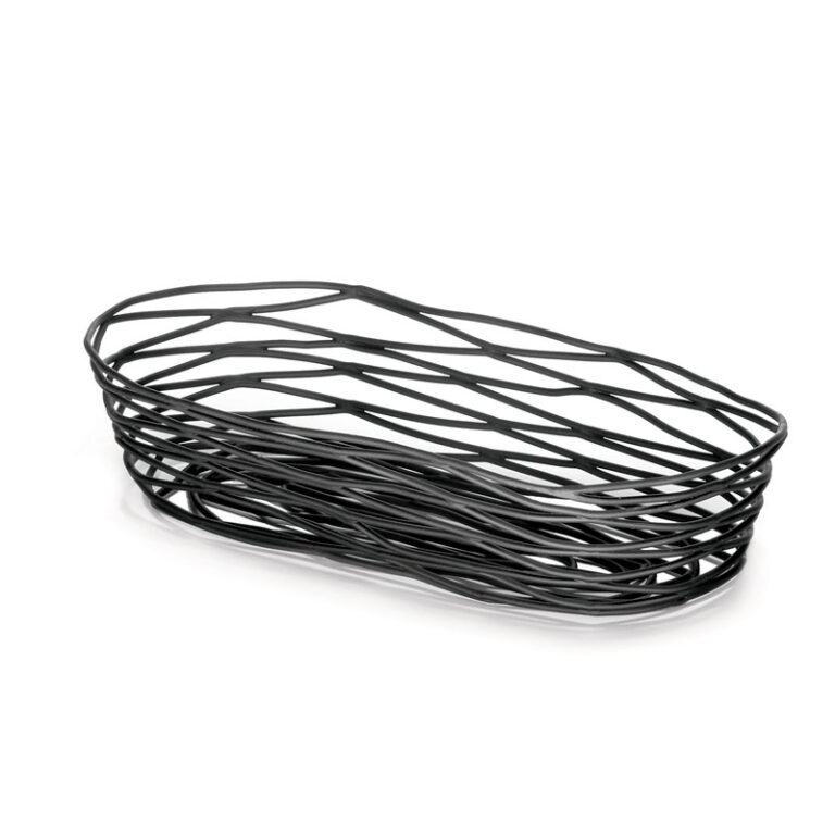 Cesto oblongo em metal preto, 22,8 x 10,1 cm x 5 cm de profundidade — Caixa de 6 unidades