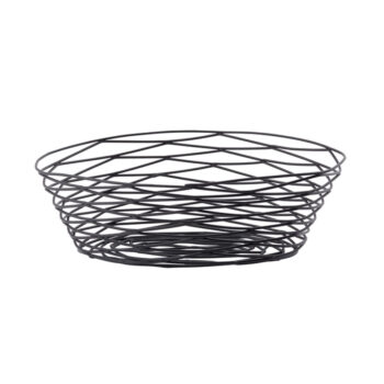 Cesta ovalada de metal negro, 25 x 18 cm x 8 cm de profundidad
