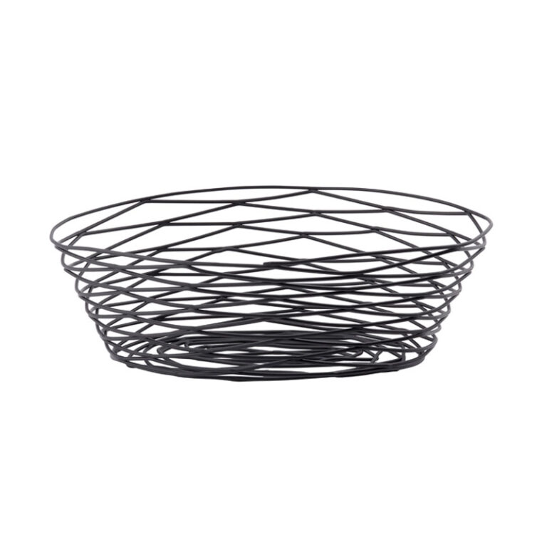 Cesto oval em metal preto, 25,4 x 17,1 cm x 8,2 cm de profundidade — Caixa de 6 unidades