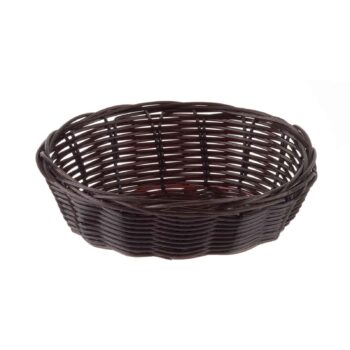 Cesta ovalada tejida a mano, marrón, cuerda de polipropileno, 18 x 13,5 x 5 cm