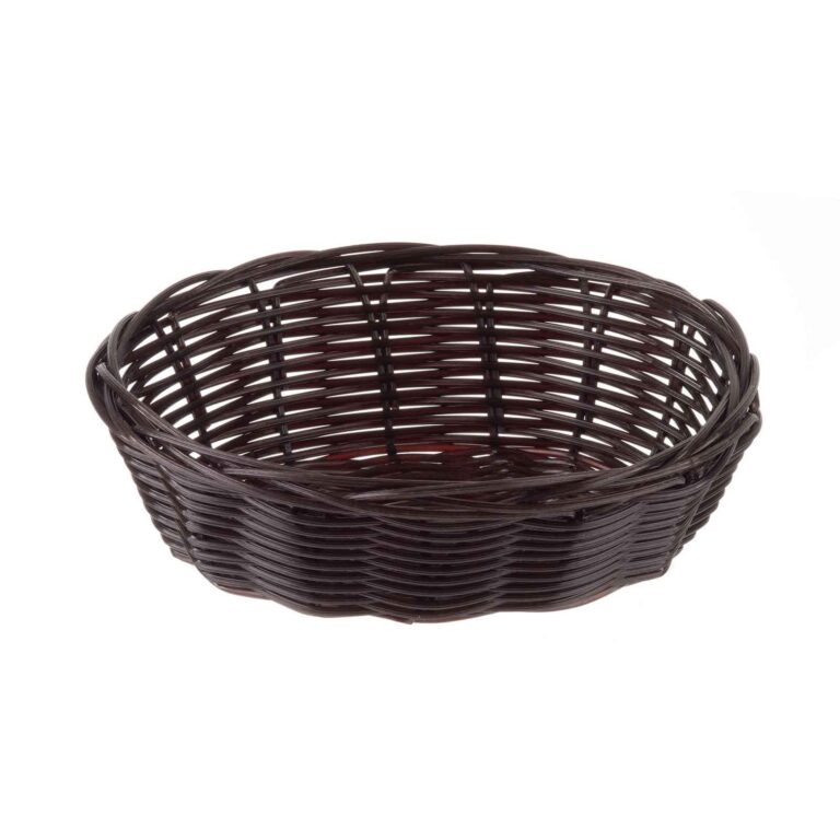 Cesto oval tecido à mão, castanho, corda de polipropileno, 18 x 13,5 x 5 cm — Caixa de 12 unidades