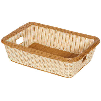 Cesta rectangular con asas imitación mimbre de polipropileno, 55,9 x 39,4 cm x 15,2 cm de profundidad