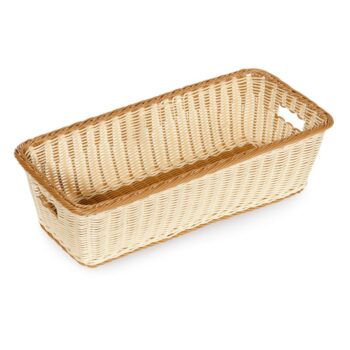 Cesta rectangular con asas imitación mimbre de polipropileno, 58,4 x 27,9 cm x 17,1 cm de profundidad