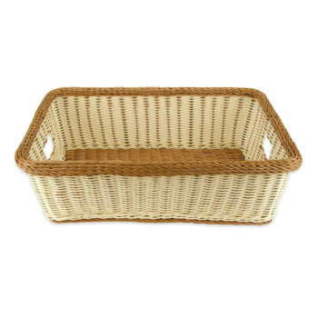 Cesta rectangular con asas imitación mimbre de polipropileno, 58,4 x 43,2 cm x 17,8 cm de profundidad