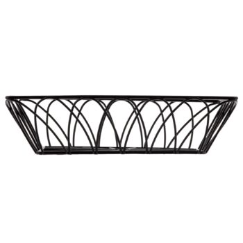 Cesta rectangular de acero con recubrimiento en polvo negro, 22,5 x 15 x 6 cm