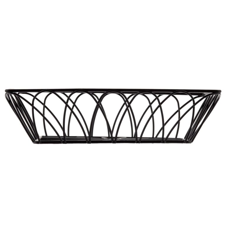 Cesto retangular em aço com revestimento em pó preto, 22,5 x 15 x 6 cm — Caixa de 6 unidades