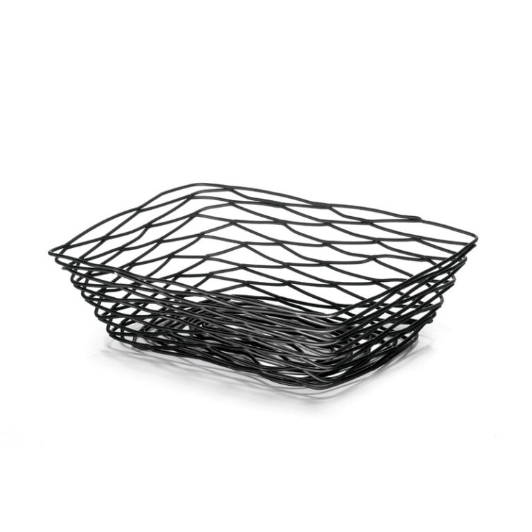 Cesto retangular em metal preto, 23,4 x 15,8 cm x 6,3 cm de profundidade — Caixa de 6 unidades