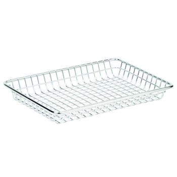 Cesta rectangular de rejilla de acero inoxidable, 23,5 x 17,1 cm