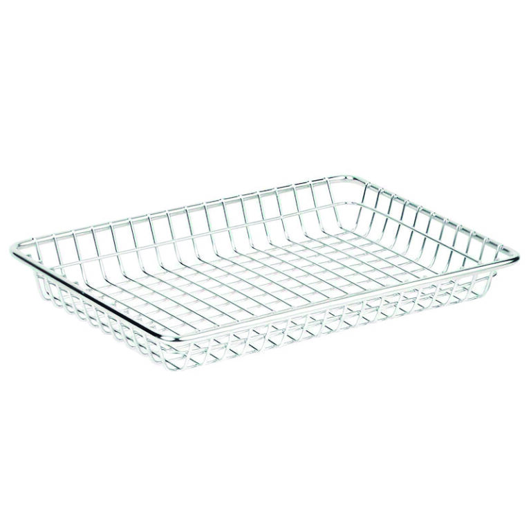 Cesto retangular de rede em aço inoxidável, 22,9 x 17,8 cm — Caixa de 6 unidades