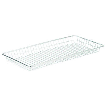 Cesta rectangular de rejilla de acero inoxidable, 36,8 x 17,1 cm