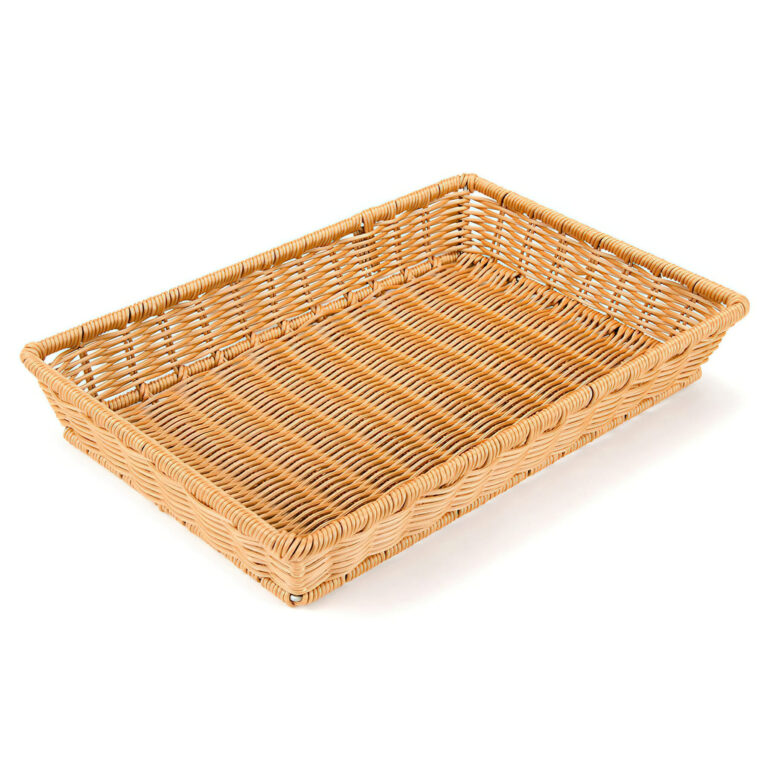 Cesto retangular imitação de vime com tampa em polipropileno, 41,3 x 27,9 cm — Caixa de 12 unidades