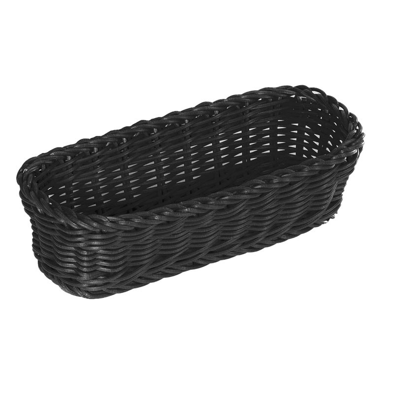 Cesta rectangular imitación mimbre de polipropileno, 25,4 x 12,1 cm x 7,6 cm de profundidad negro