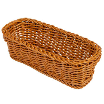 Cesta rectangular imitación mimbre de polipropileno, 25,4 x 12,1 cm x 7,6 cm de profundidad miel