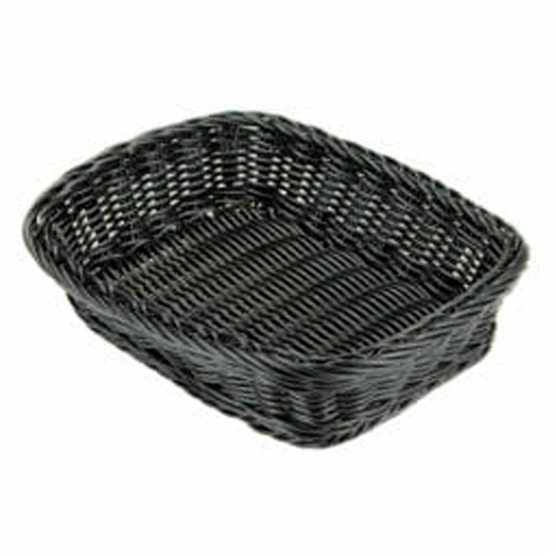 Cesta rectangular imitación mimbre de polipropileno, 29,2 x 21,6 cm x 7 cm de profundidad negro