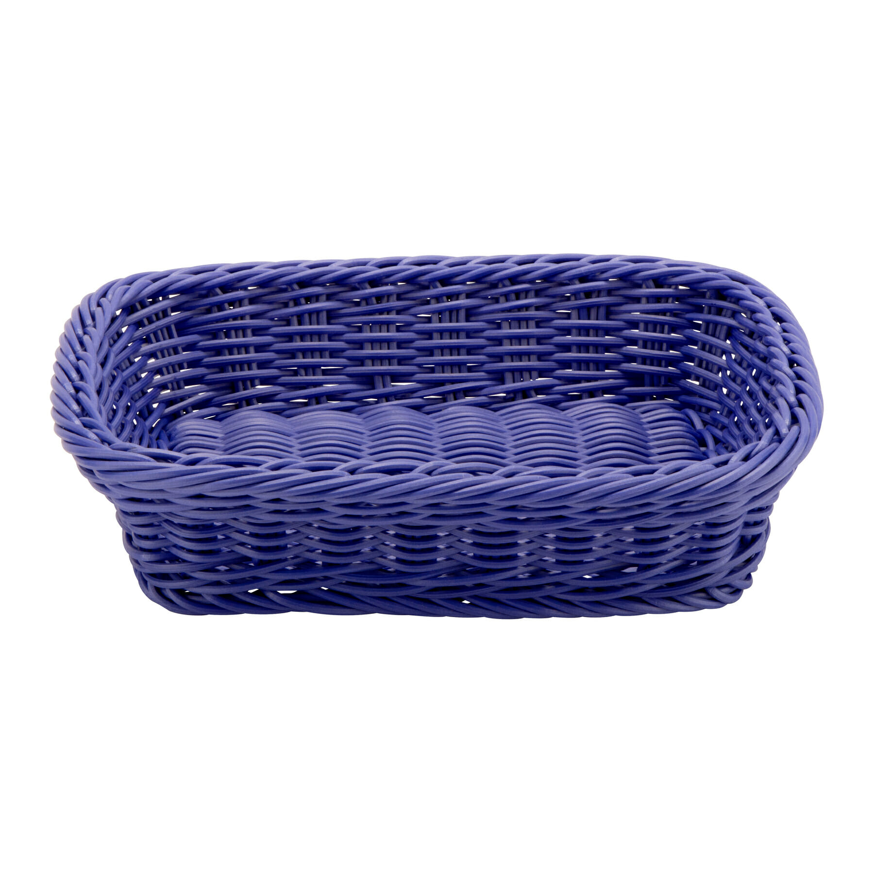 Cesta rectangular imitación mimbre de polipropileno, 29,2 x 21,6 cm x 7 cm de profundidad azul