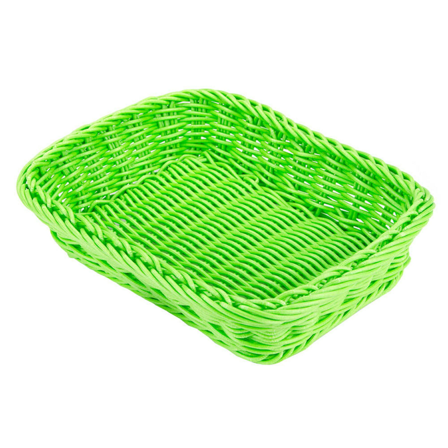 Cesta rectangular imitación mimbre de polipropileno, 29,2 x 21,6 cm x 7 cm de profundidad verde