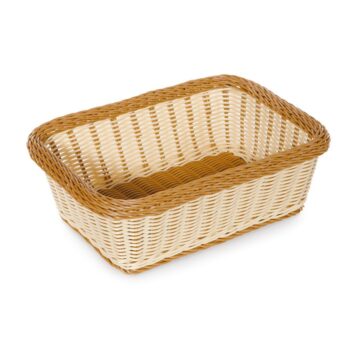 Cesta rectangular imitación mimbre de polipropileno, 38,1 x 27,9 cm x 12,7 cm de profundidad