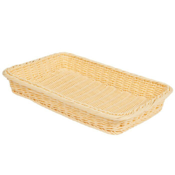 Cesta rectangular imitación mimbre de polipropileno, 45,7 x 31,1 cm x 6,4 cm de profundidad natural
