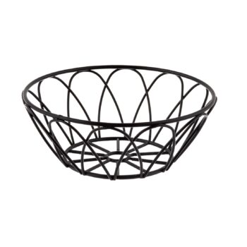 Cesta redonda de acero con recubrimiento en polvo negro, 15 x 15 x 6 cm