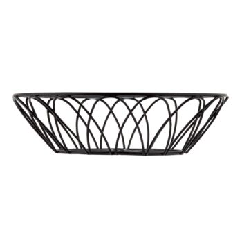Cesta redonda de acero con recubrimiento en polvo negro, 20 x 20 x 6 cm